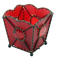 Leather Candleholder - red, 10cm.,1m.(4/48)